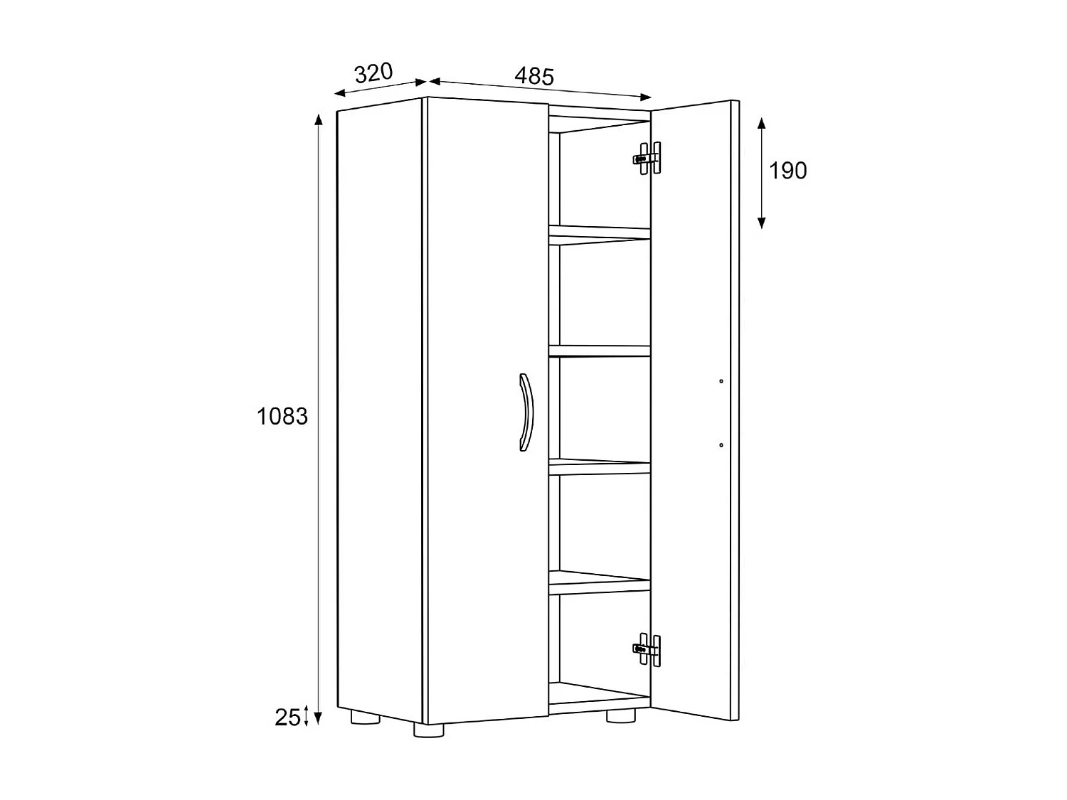 Shoe cabinet Ulas Anthracite H. 108 x W. 49 x D. 30 cm