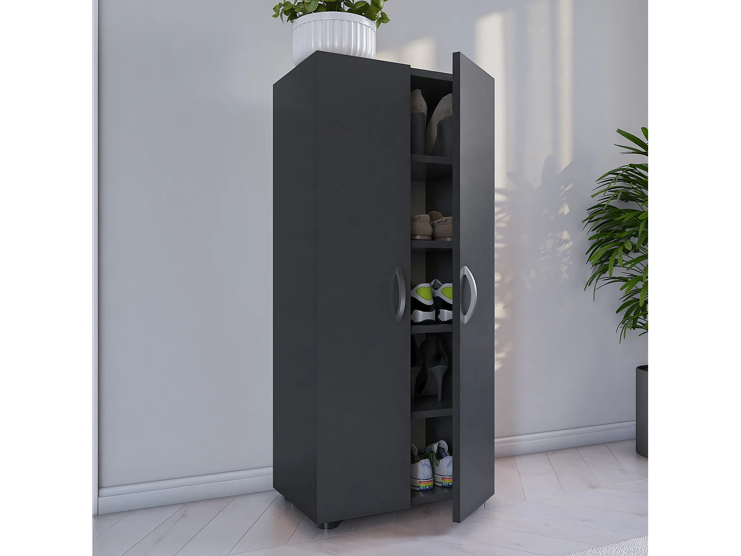 Shoe cabinet Ulas Anthracite H. 108 x W. 49 x D. 30 cm