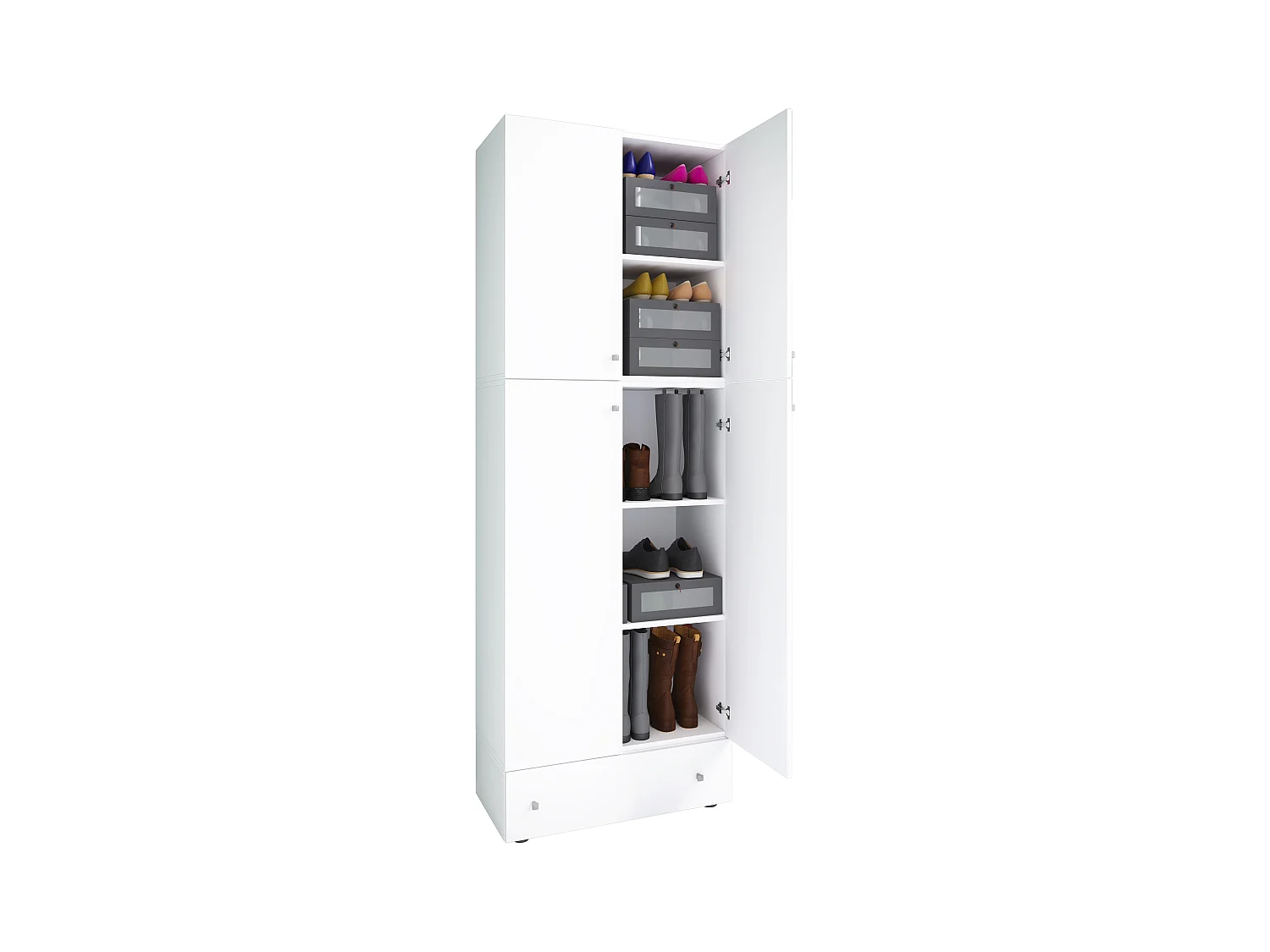 Shoe cabinet Lona White H. 200 x W. 70 x D. 39 cm