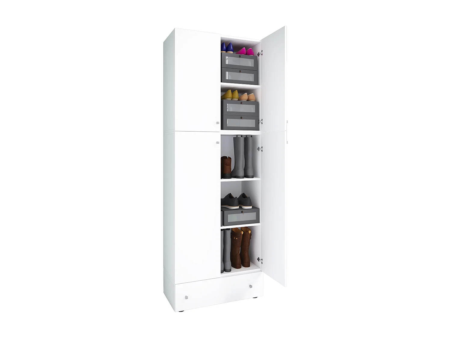 Shoe cabinet Lona White H. 200 x W. 70 x D. 39 cm