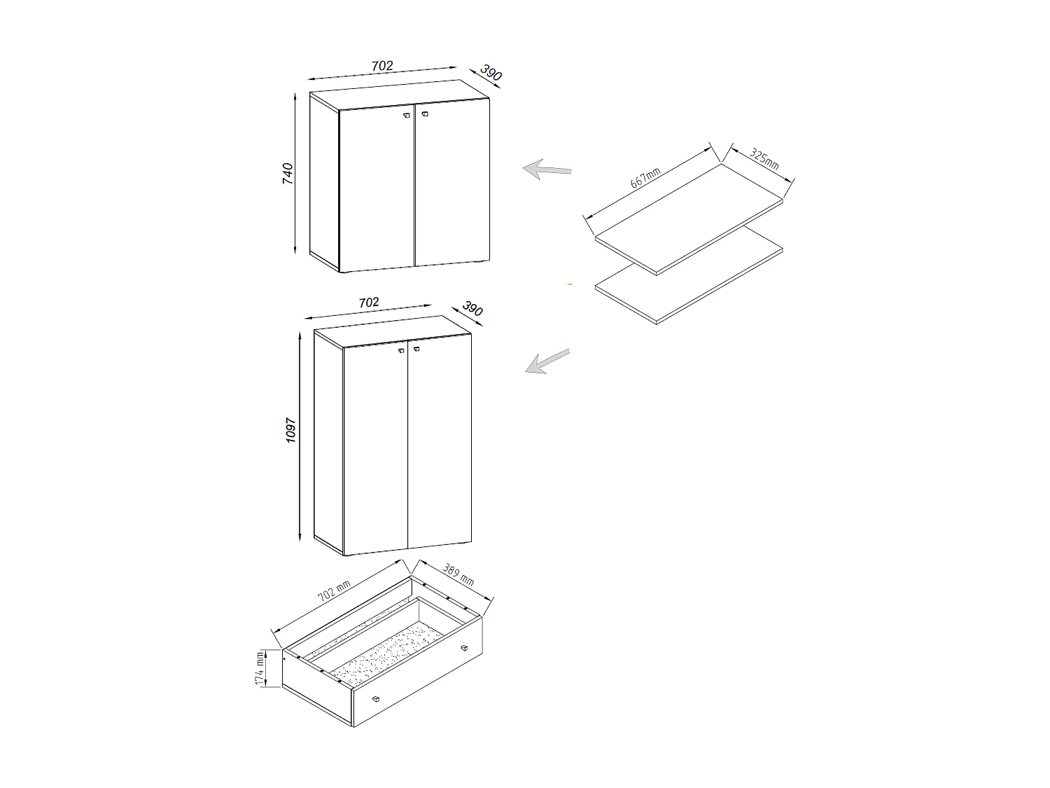 Shoe cabinet Lona White H. 200 x W. 70 x D. 39 cm