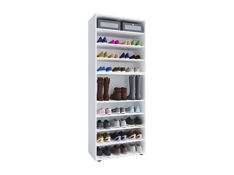 Shoe cabinet Lona White H. 183 x W. 70 x D. 37 cm