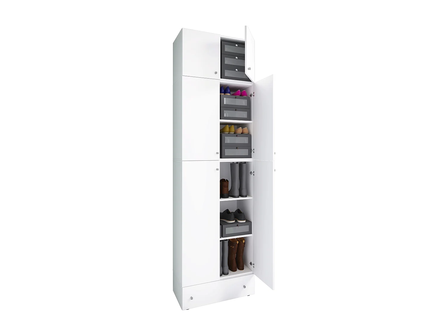 Shoe cabinet Lona White H. 240 x W. 70 x D. 39 cm