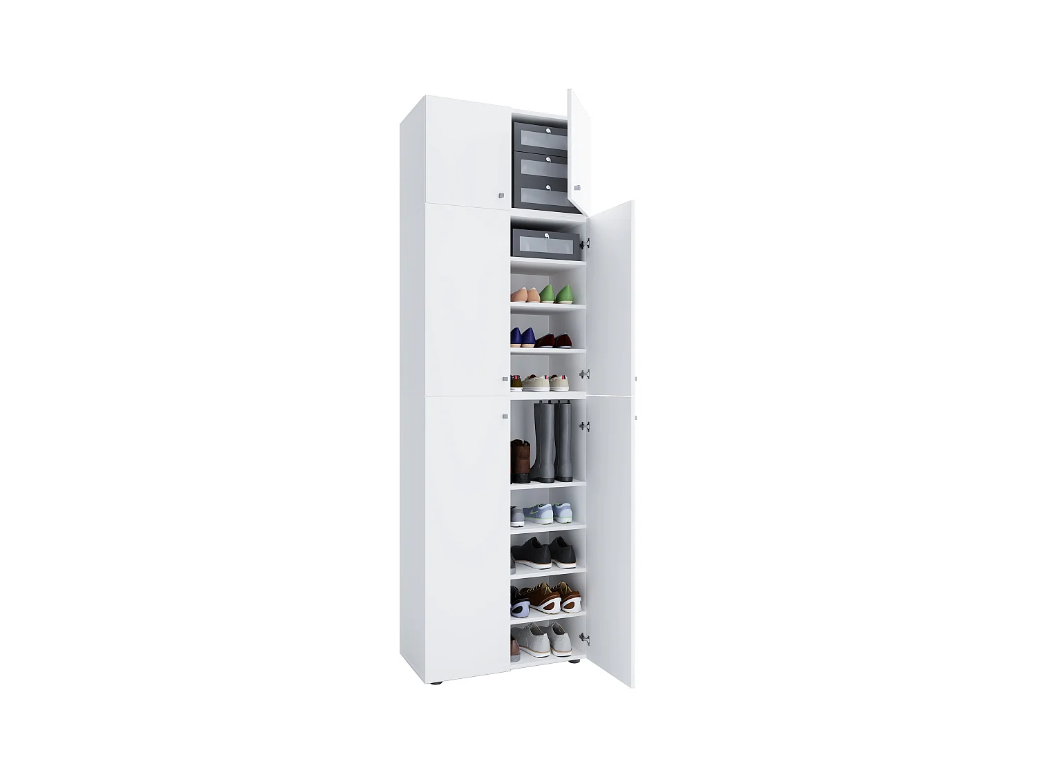 Shoe cabinet Lona White H. 223 x W. 70 x D. 39 cm