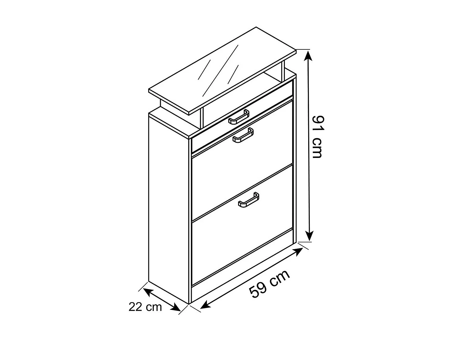 Shoe cabinet Sipos White H. 91 x W. 59 x D. 22 cm