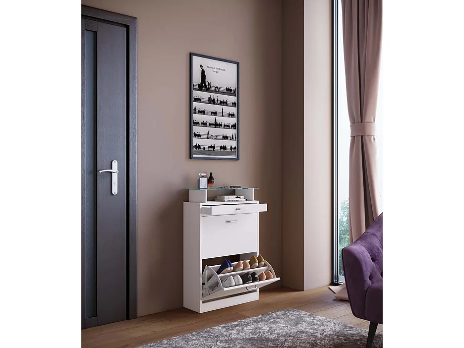 Shoe cabinet Sipos White H. 91 x W. 59 x D. 22 cm