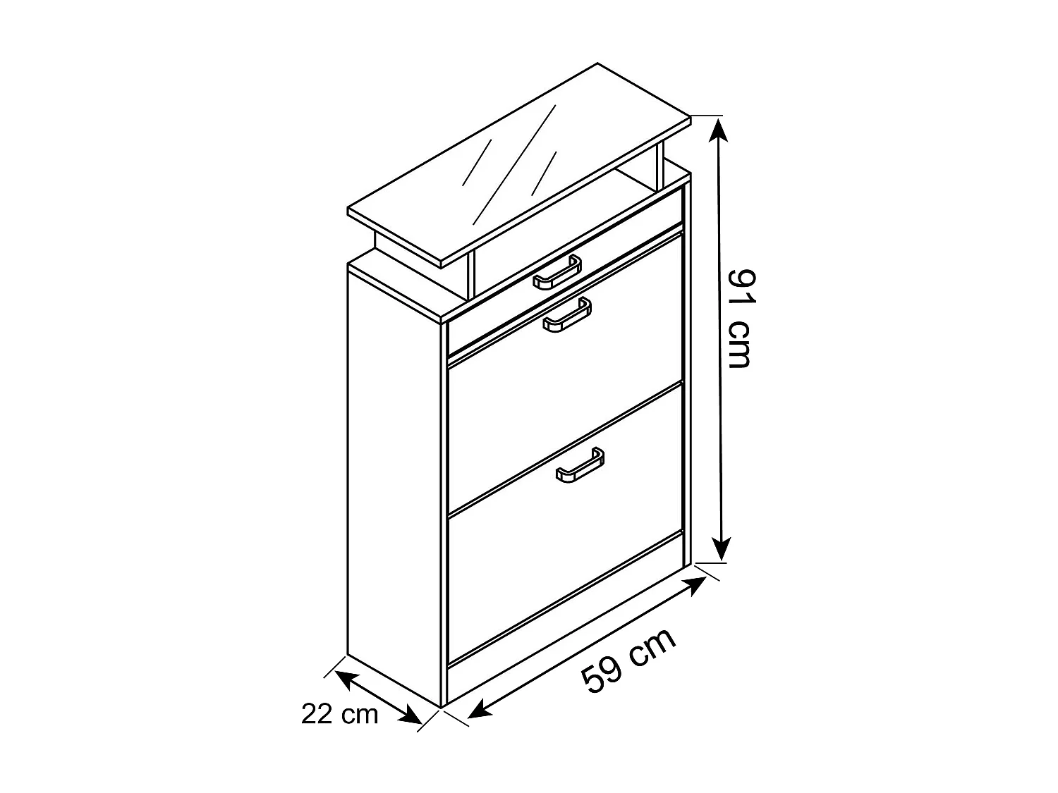 Shoe cabinet Sipos White H. 91 x W. 59 x D. 22 cm