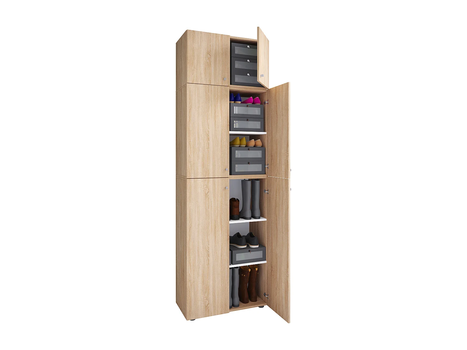 Shoe cabinet Lona Sonoma Oak H. 223 x W. 70 x D. 39 cm
