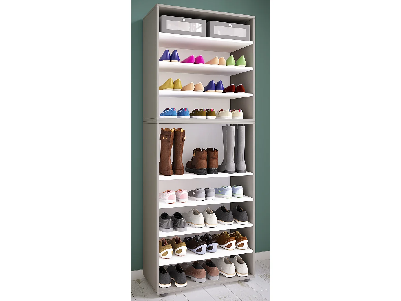 Shoe cabinet Lona Gray H. 183 x W. 70 x D. 37 cm