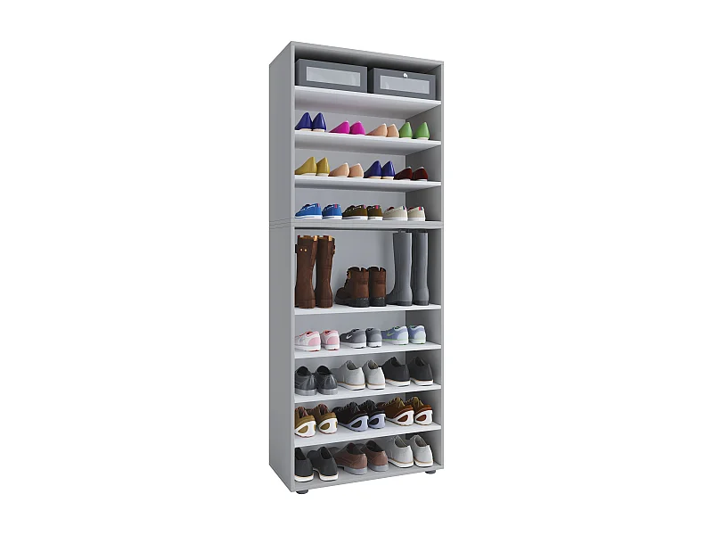 Shoe cabinet Lona Gray H. 183 x W. 70 x D. 37 cm