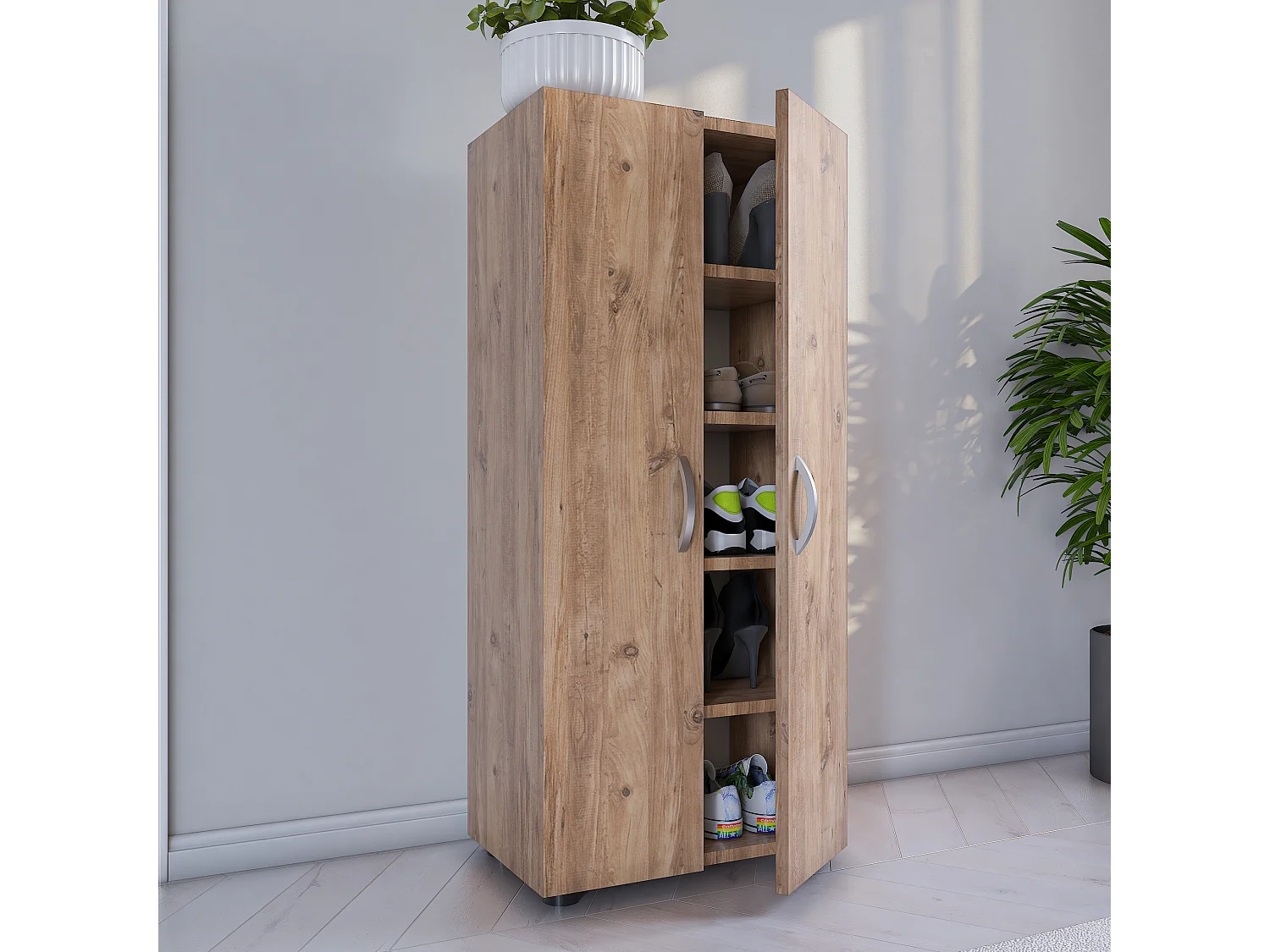 XL Holz Großer Schuhschrank Schuhkommode Ulas 5