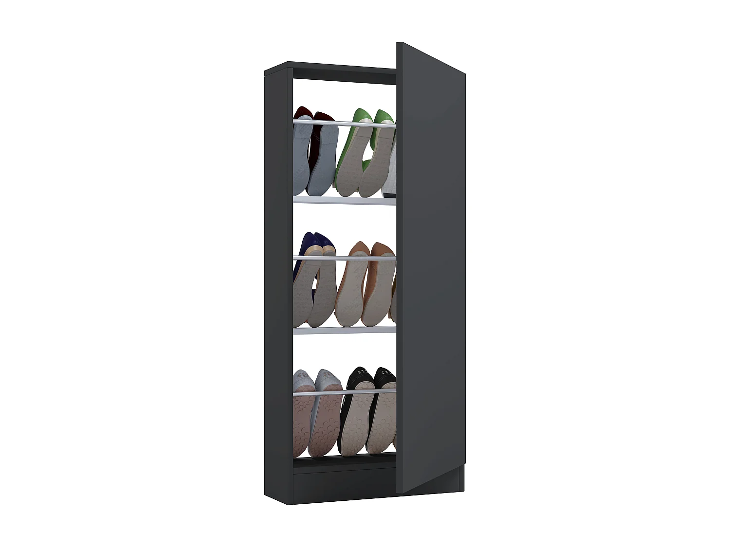 Shoe cabinet Fulisa Anthracite H. 112 x W. 50 x D. 17 cm
