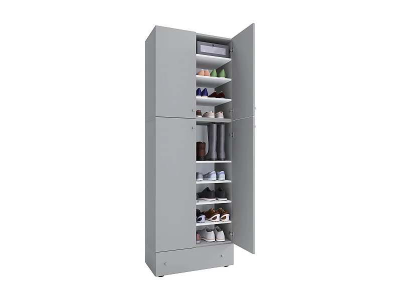 Shoe cabinet Lona Gray H. 200 x W. 70 x D. 39 cm