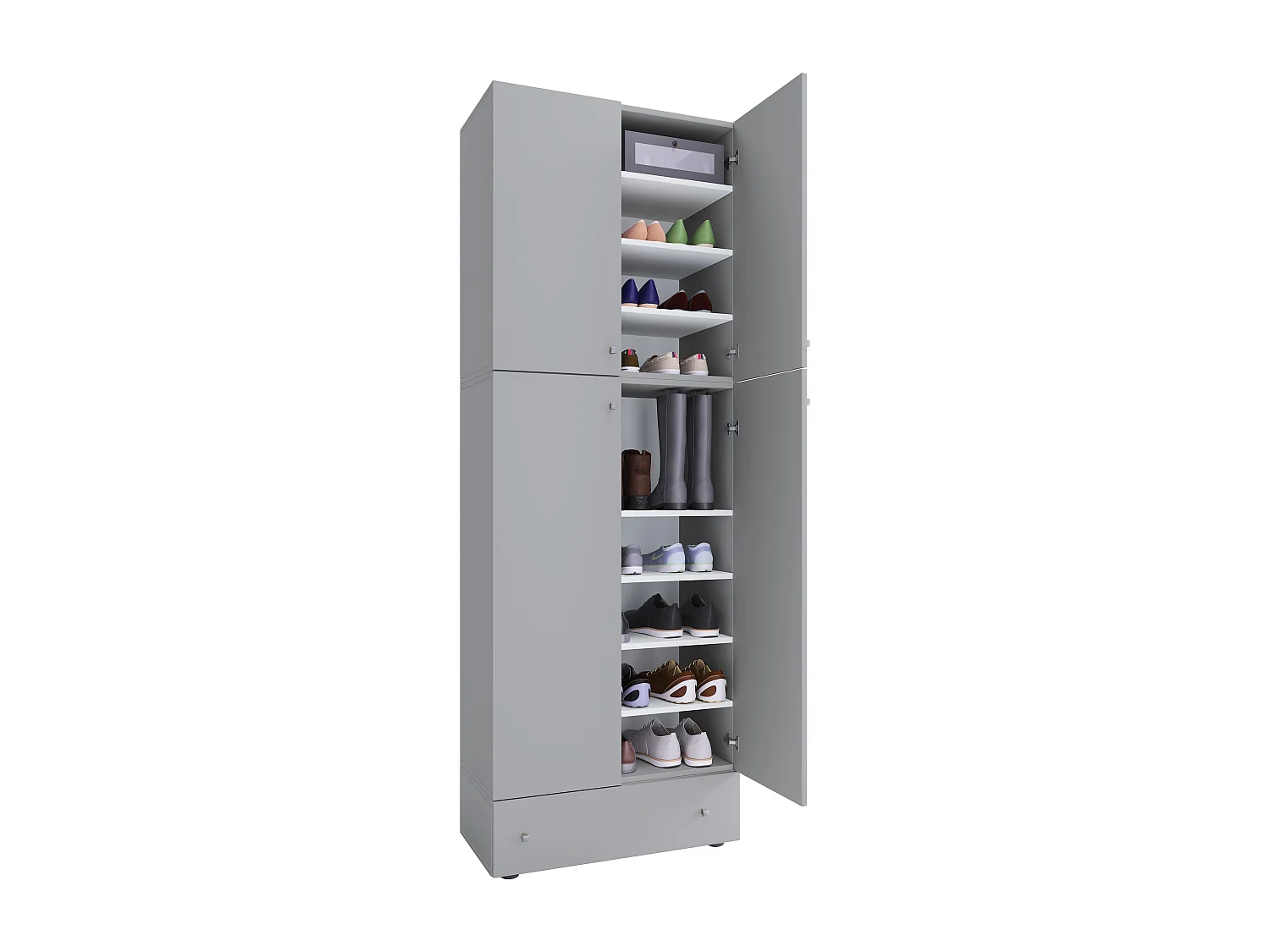 Shoe cabinet Lona Gray H. 200 x W. 70 x D. 39 cm