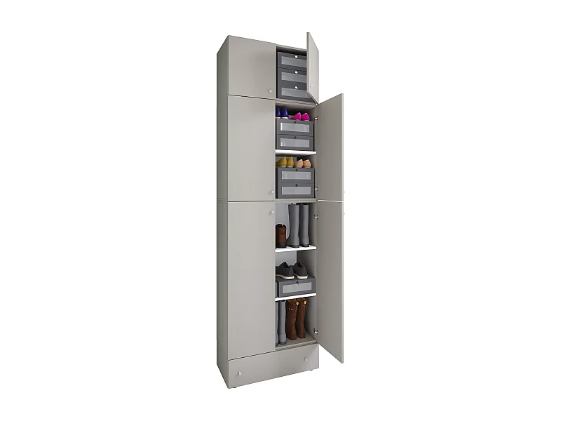Shoe cabinet Lona Gray H. 240 x W. 70 x D. 39 cm