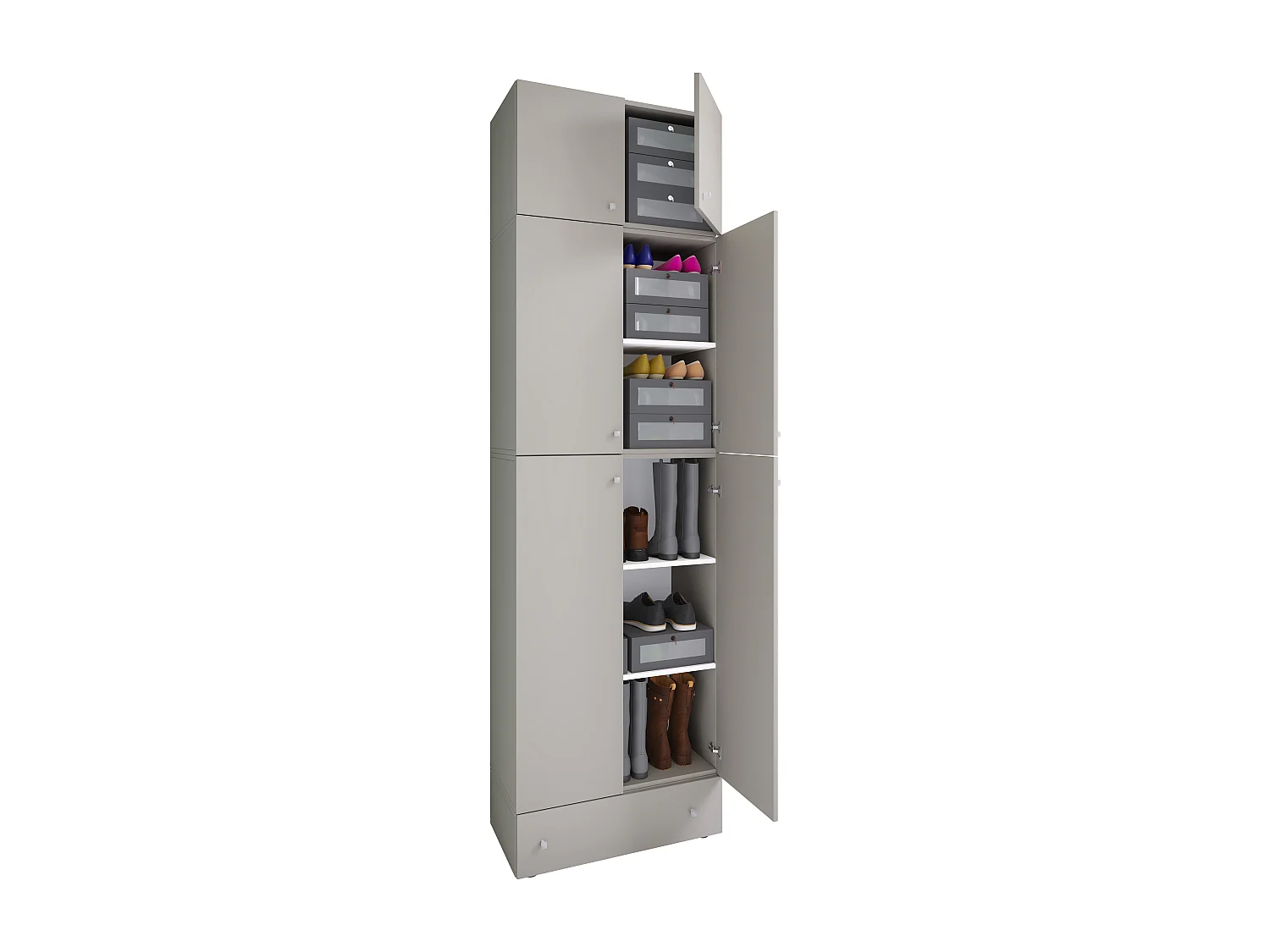 Shoe cabinet Lona Gray H. 240 x W. 70 x D. 39 cm