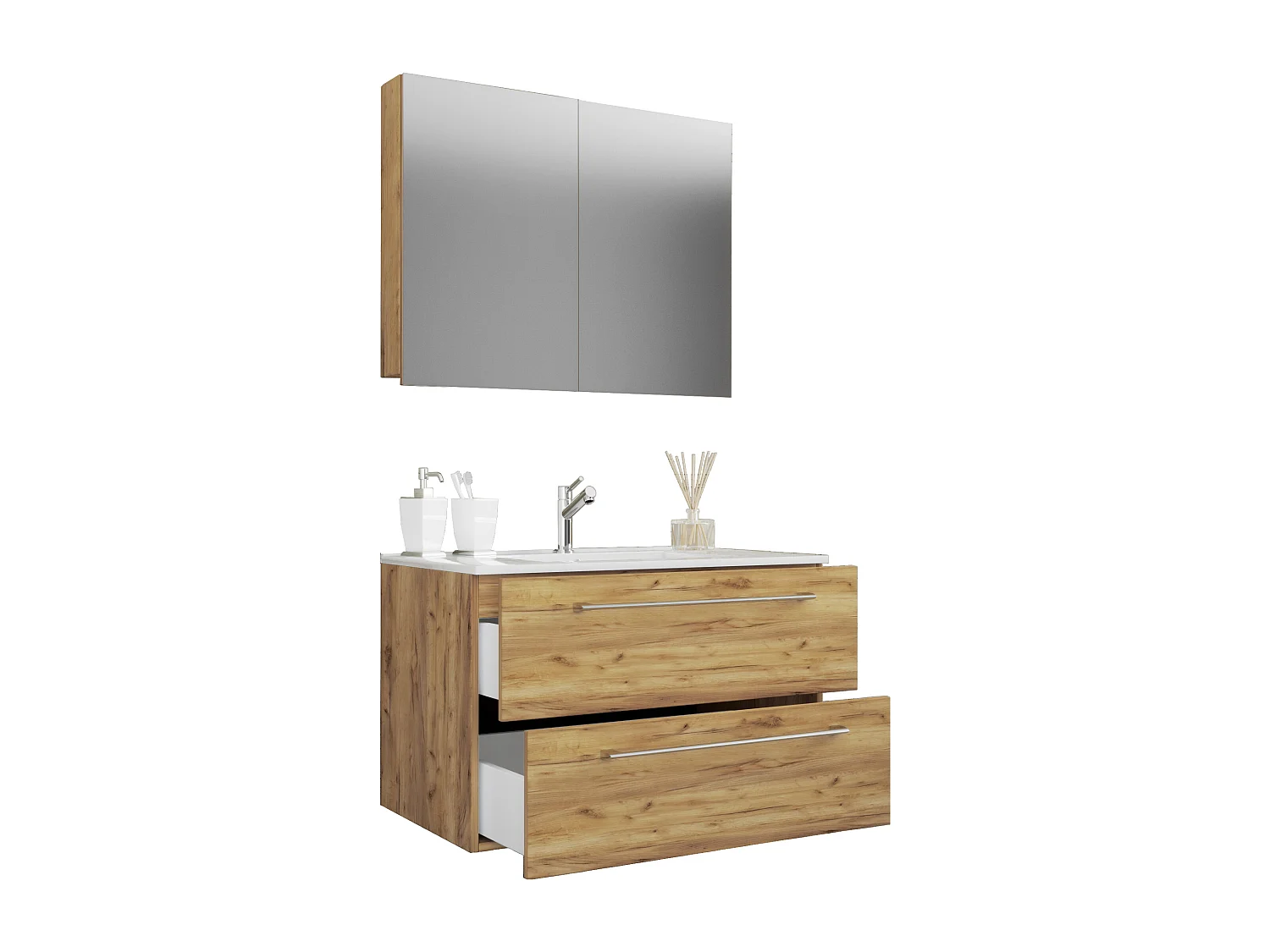 Bathroom furniture washbasin Badinos Honey oak H. 111 x W. 80 x D. 46 cm