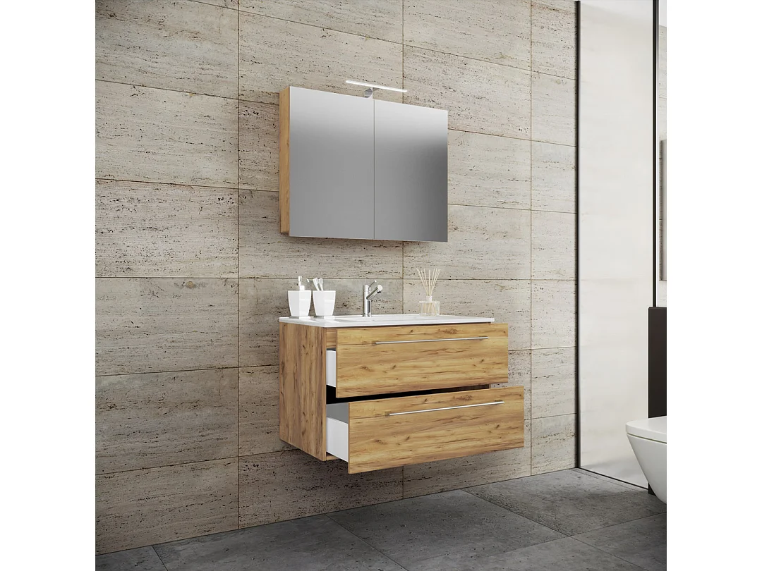 Bathroom furniture washbasin Badinos Honey oak H. 111 x W. 80 x D. 46 cm