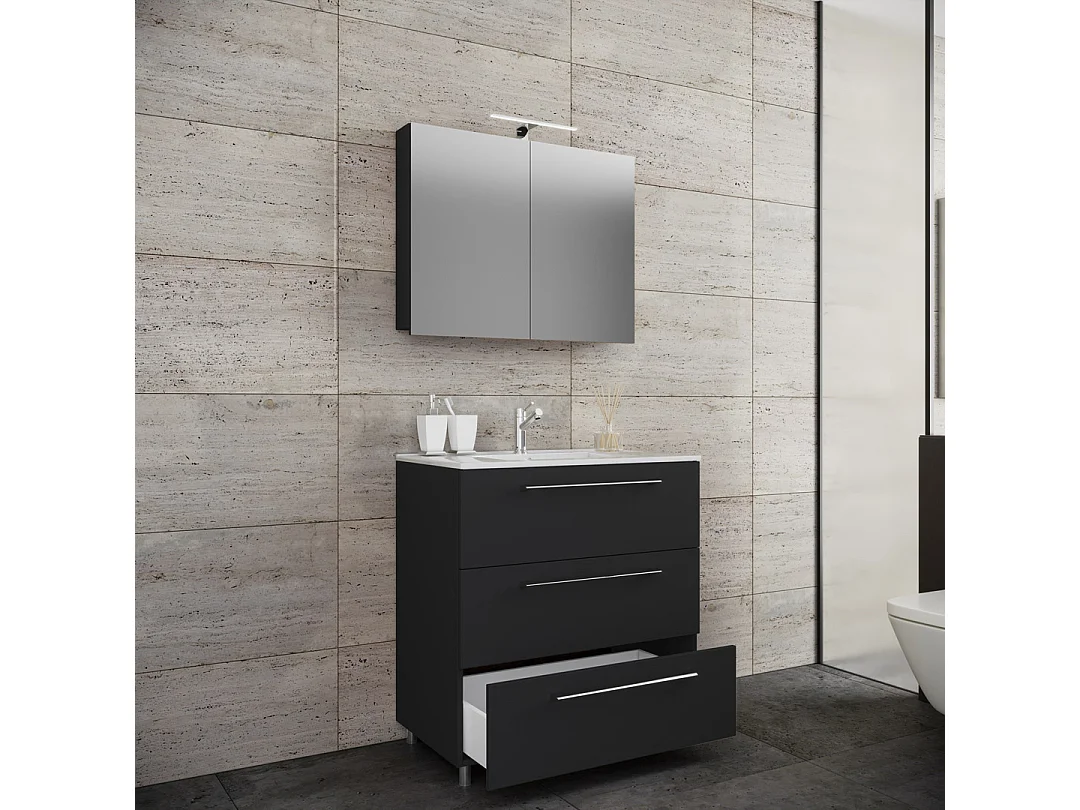 Bathroom furniture washbasin Badinos Black H. 145 x W. 60 x 46 cm