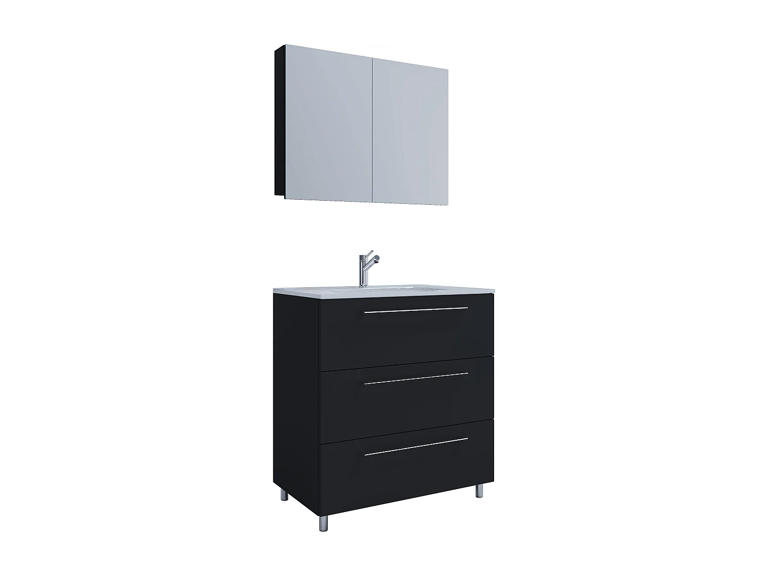 Bathroom furniture washbasin Badinos Black H. 145 x W. 60 x 46 cm