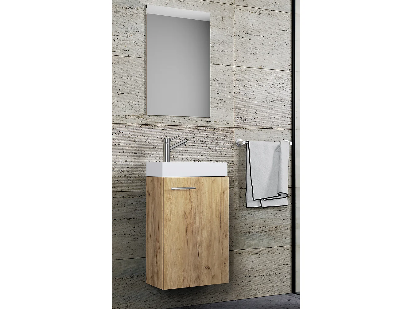 Bathroom furniture washbasin Slito Honey oak W. 41 x H. 130 x d. 22 cm