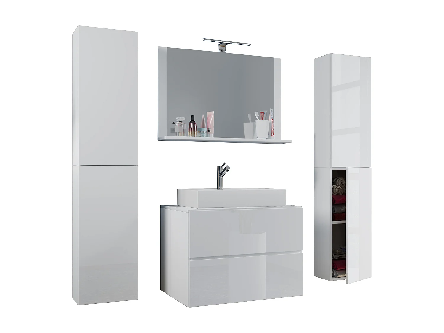 Bathroom furniture washbasin Lendas White H. 150 x W. 126 x D. 51 cm