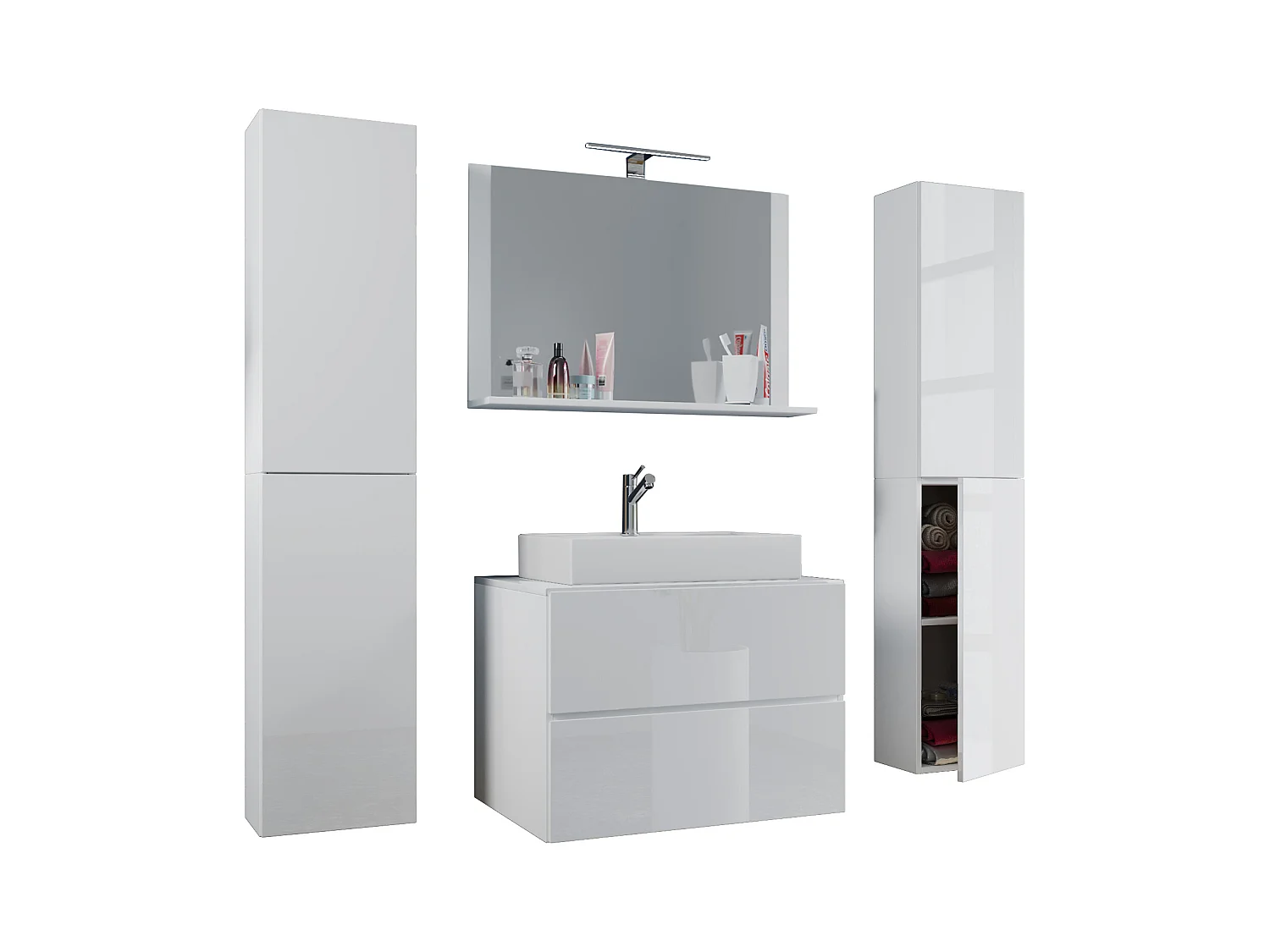 Bathroom furniture washbasin Lendas White H. 150 x W. 126 x D. 51 cm