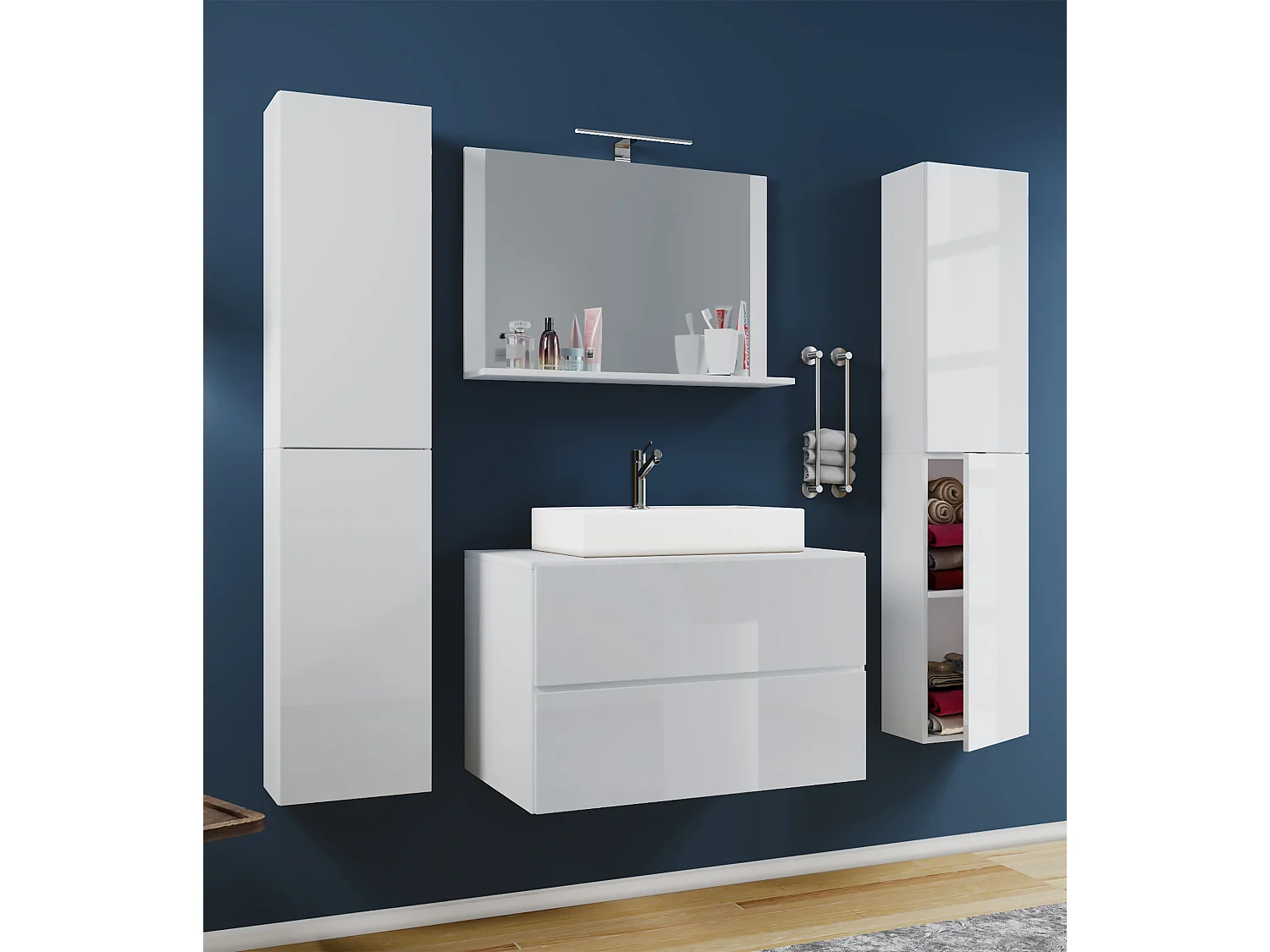 Bathroom furniture washbasin Lendas White H. 150 x W. 126 x D. 51 cm