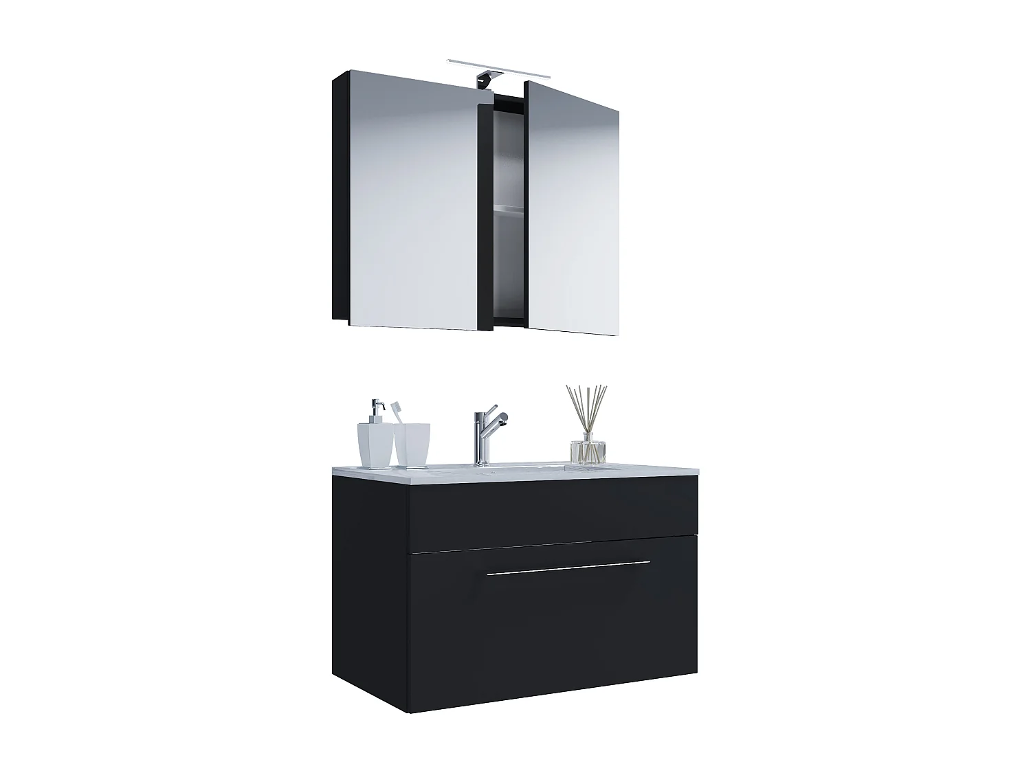 Bathroom furniture washbasin Badinos Black H. 109 x W. 60 x D. 46 cm