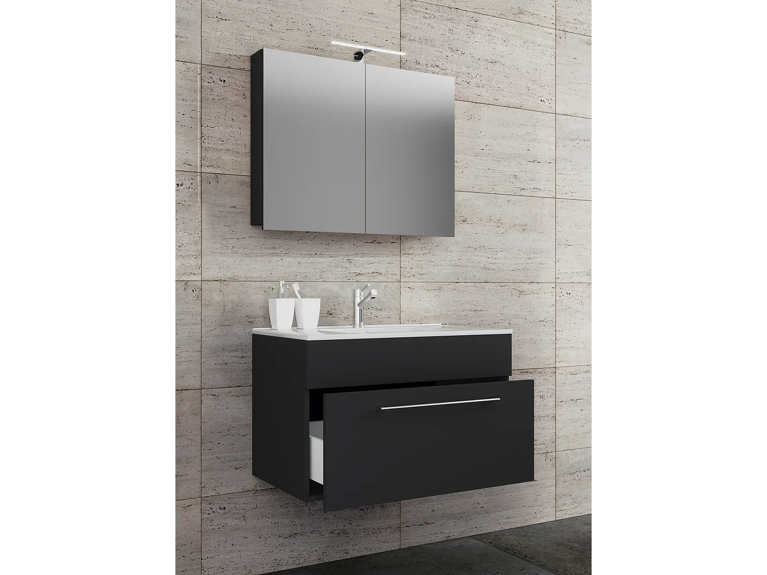 Bathroom furniture washbasin Badinos Black H. 109 x W. 60 x D. 46 cm