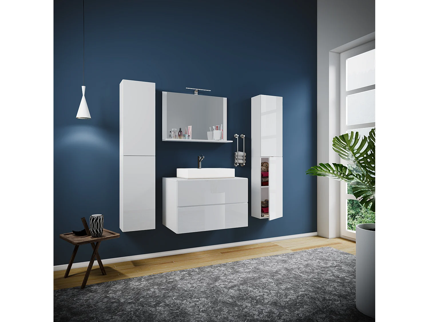 Gruppo lavabo 5 pezzi Lavabo Lendas XL