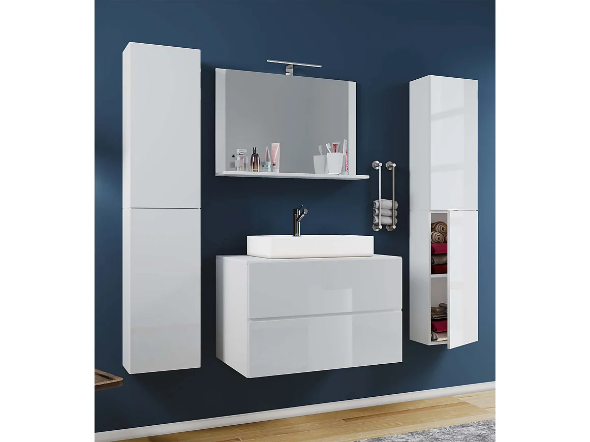 Bathroom furniture washbasin Lendas White H. 150 x W. 80 x D. 51 cm