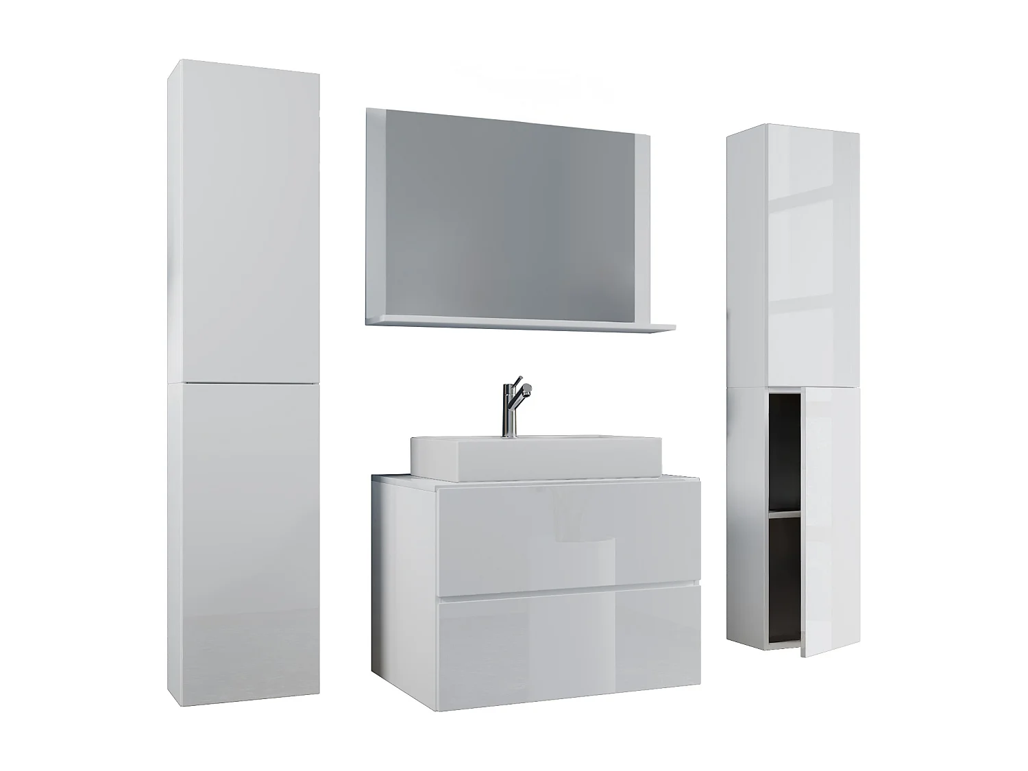 Bathroom furniture washbasin Lendas White H. 150 x W. 80 x D. 51 cm