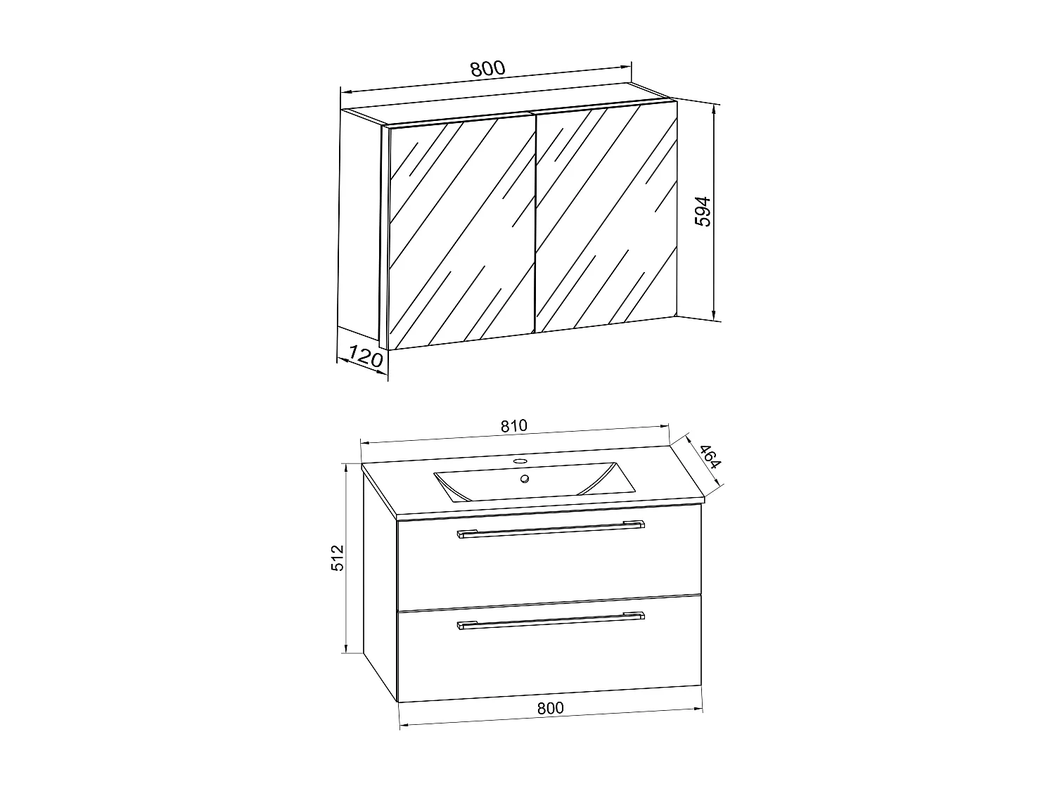 Bathroom furniture washbasin Badinos White H. 109 x W. 80 x D. 46 cm