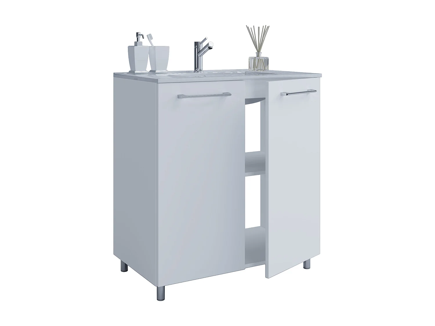 Bathroom furniture washbasin Badinos White H. 86 x W. 60 x D. 46 cm