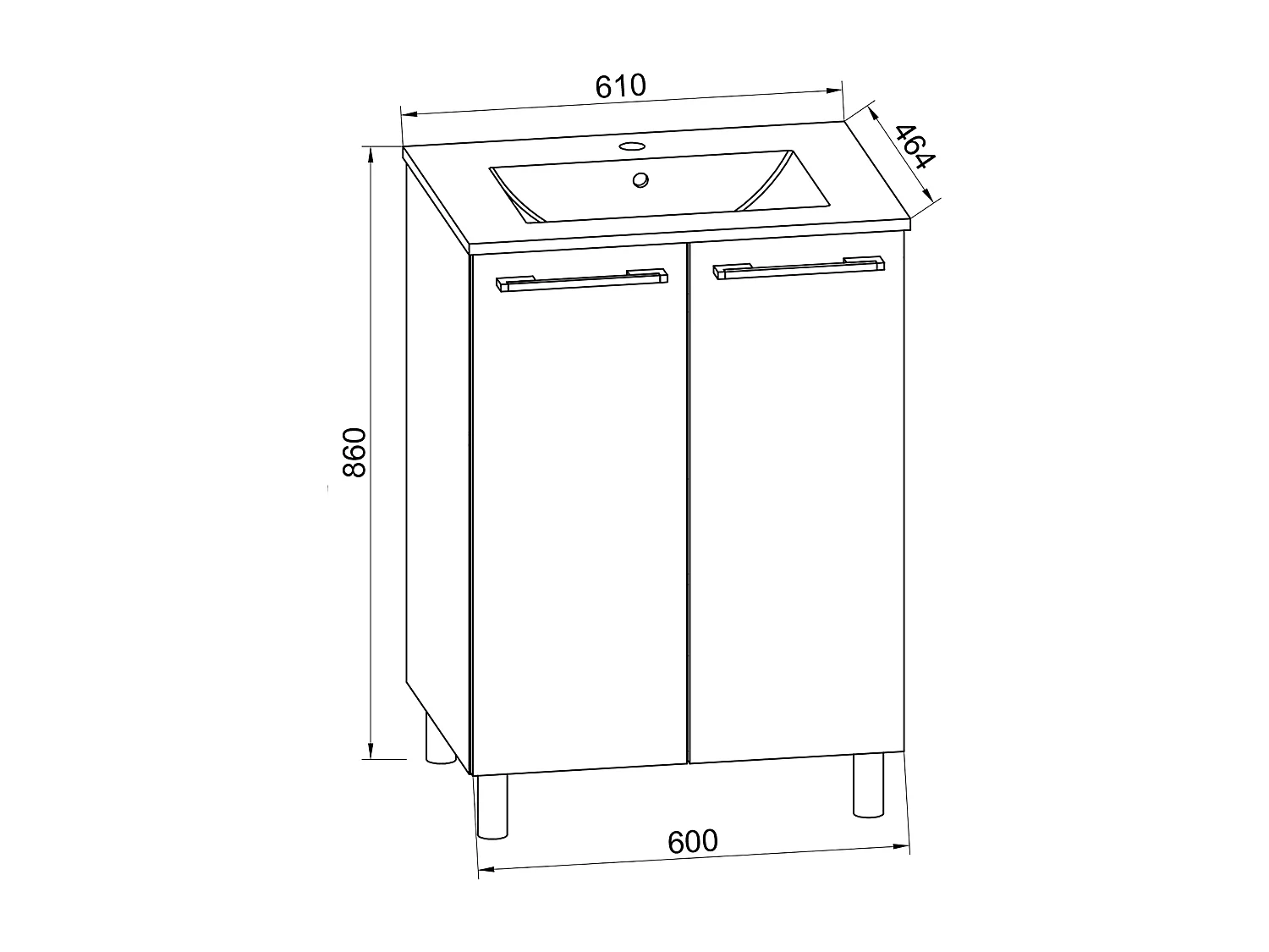 Bathroom furniture washbasin Badinos White H. 86 x W. 60 x D. 46 cm