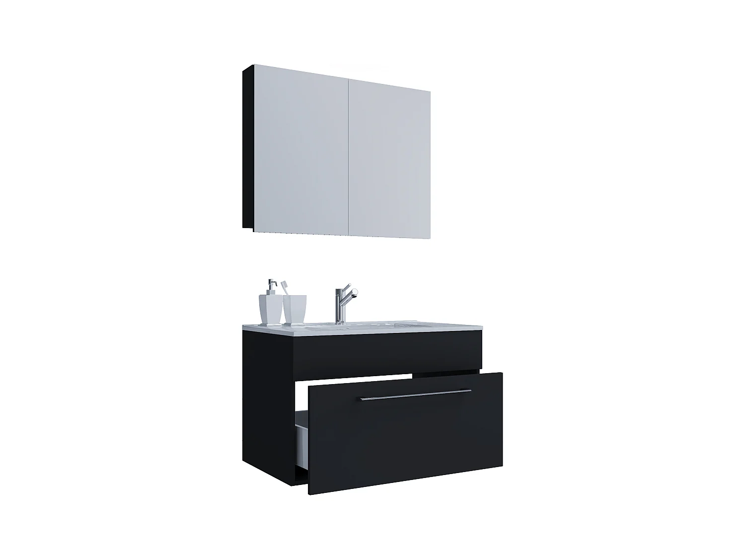 Bathroom furniture washbasin Badinos Black H. 109 x W. 80 x D. 46 cm