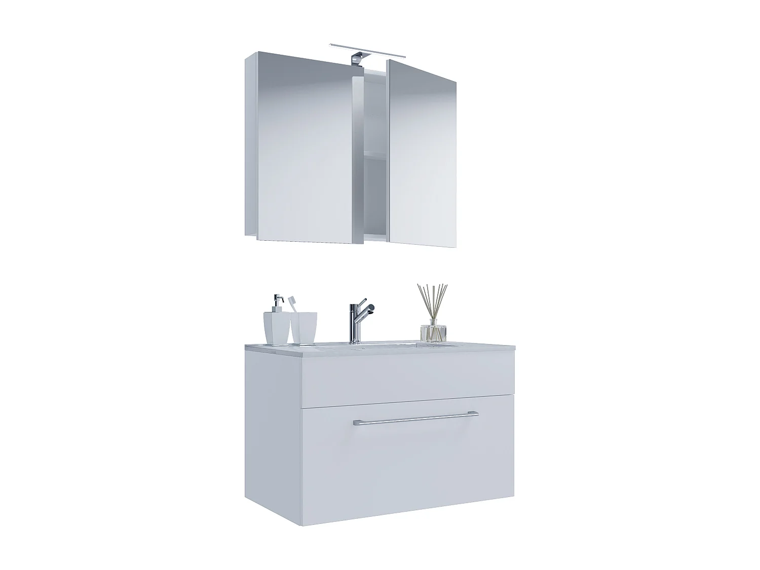 Bathroom furniture washbasin Badinos White H. 109 x W. 60 x D. 46 cm