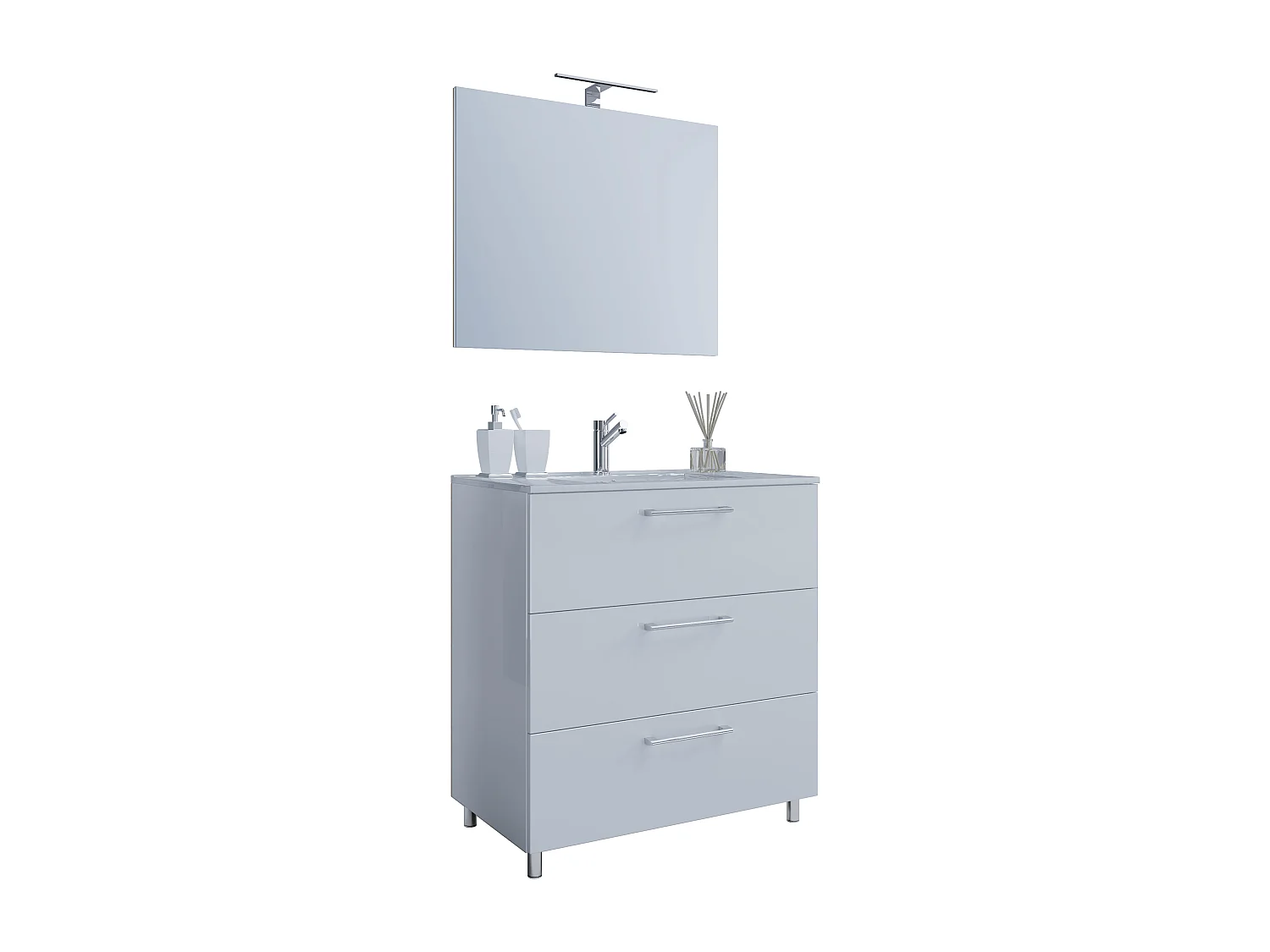 Bathroom furniture washbasin Badinos White H. 143 x W. 60 x D. 46 cm