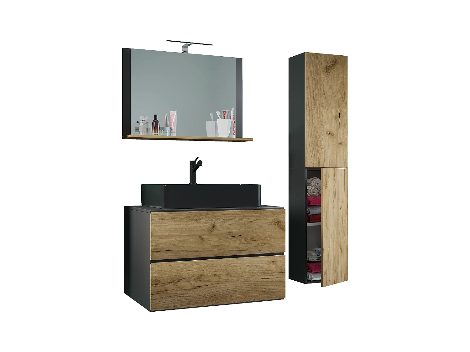 4-tlg. Waschplatz Waschtisch Lendas L Schublade