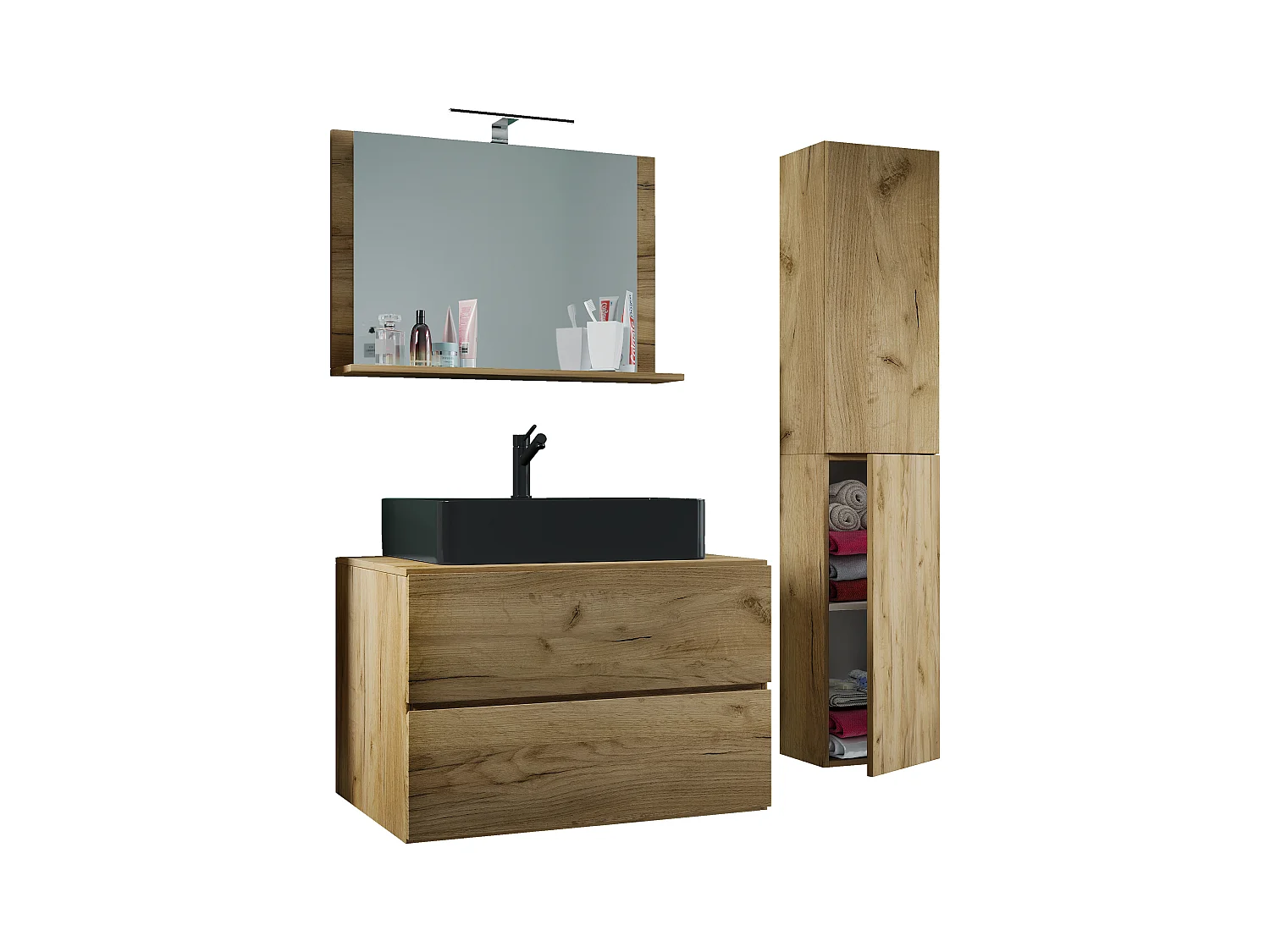 4-tlg. Waschplatz Waschtisch Lendas L Schublade