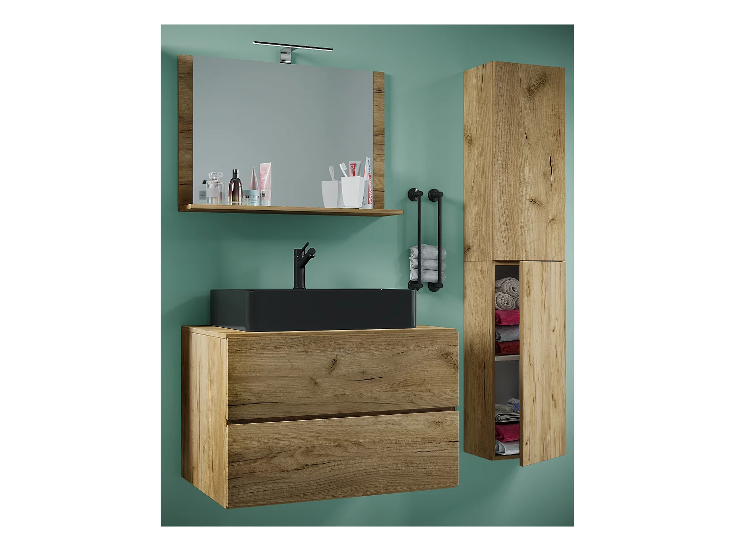 4-tlg. Waschplatz Waschtisch Lendas L Schublade