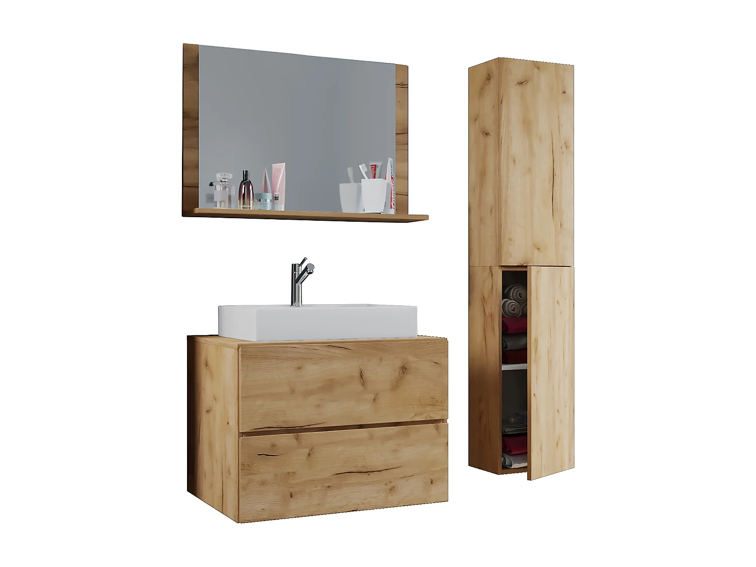 Bathroom furniture washbasin Lendas Honey oak H. 150 x W. 80 x D. 51 cm