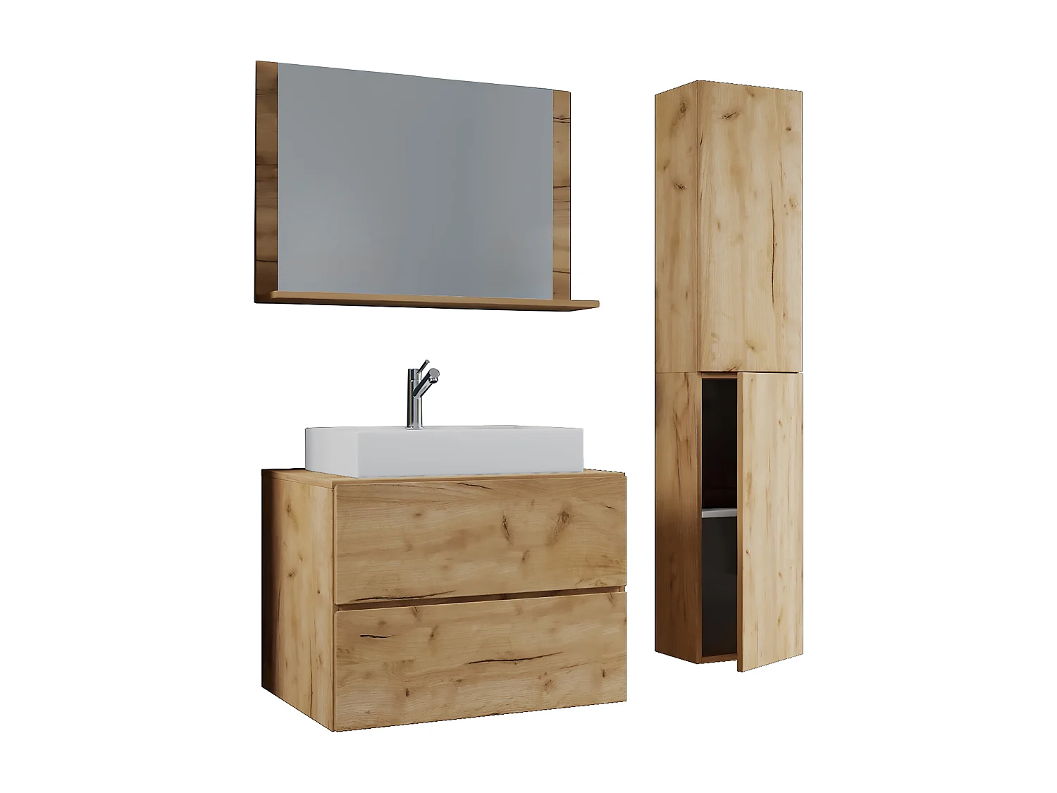 Bathroom furniture washbasin Lendas Honey oak H. 150 x W. 80 x D. 51 cm