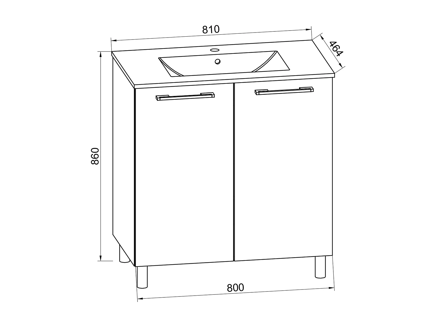 VCM 2 pcs Lavatório | lavatório menor largura do armário 80 cm | Móveis de casa de banho em pé | Badinos (Branco)