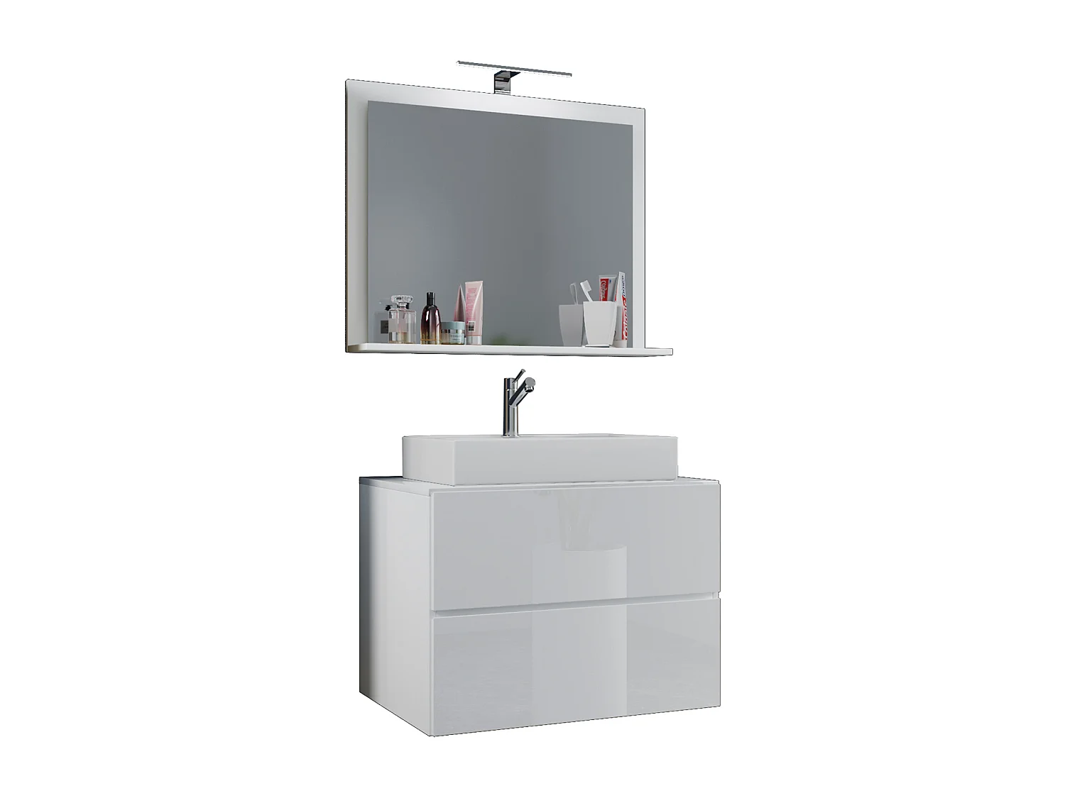Bathroom furniture washbasin Lendas White H. 134 x W. 60 x D. 51 cm