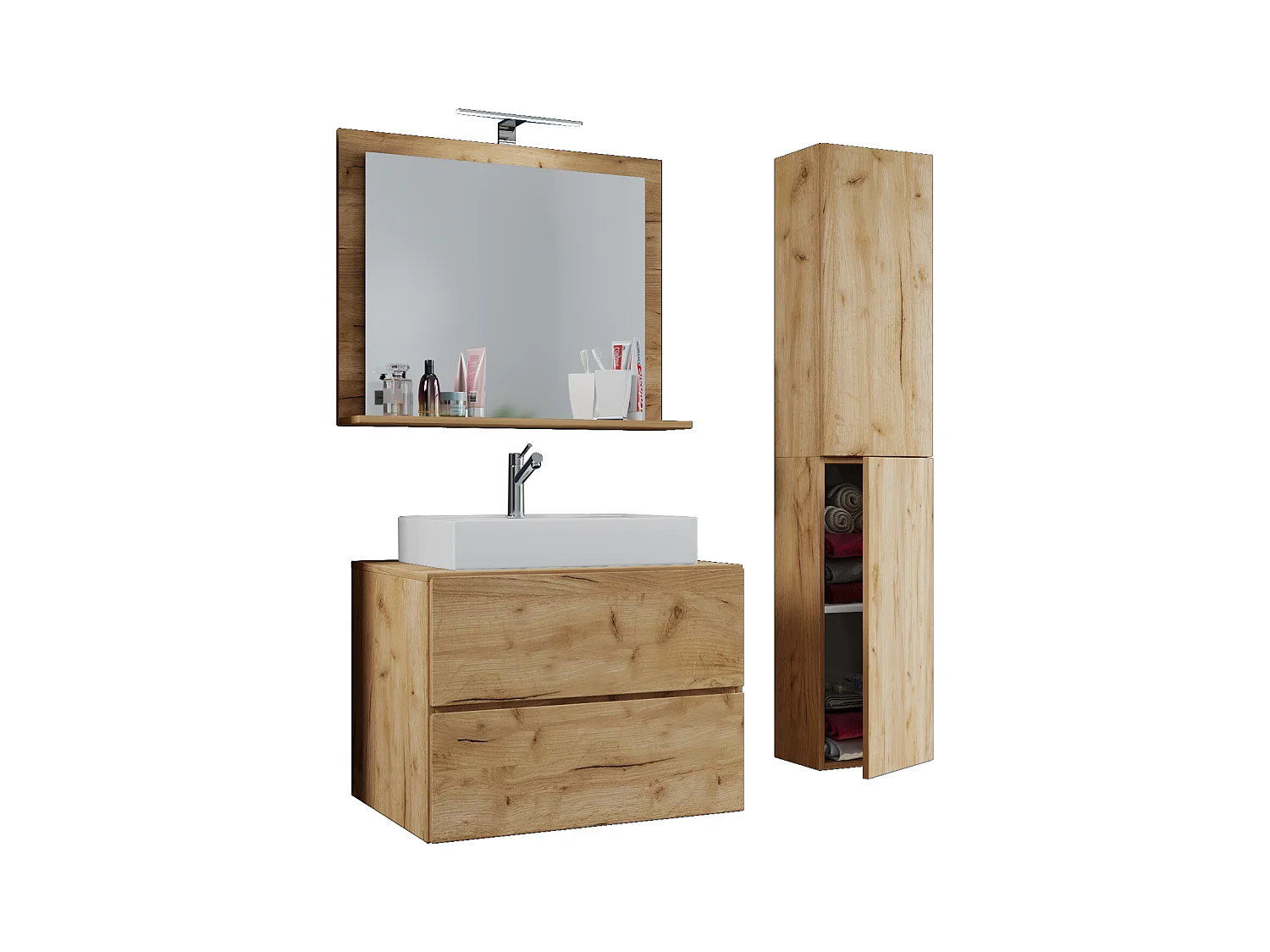 4-tlg. Waschplatz Waschtisch Lendas L Schublade