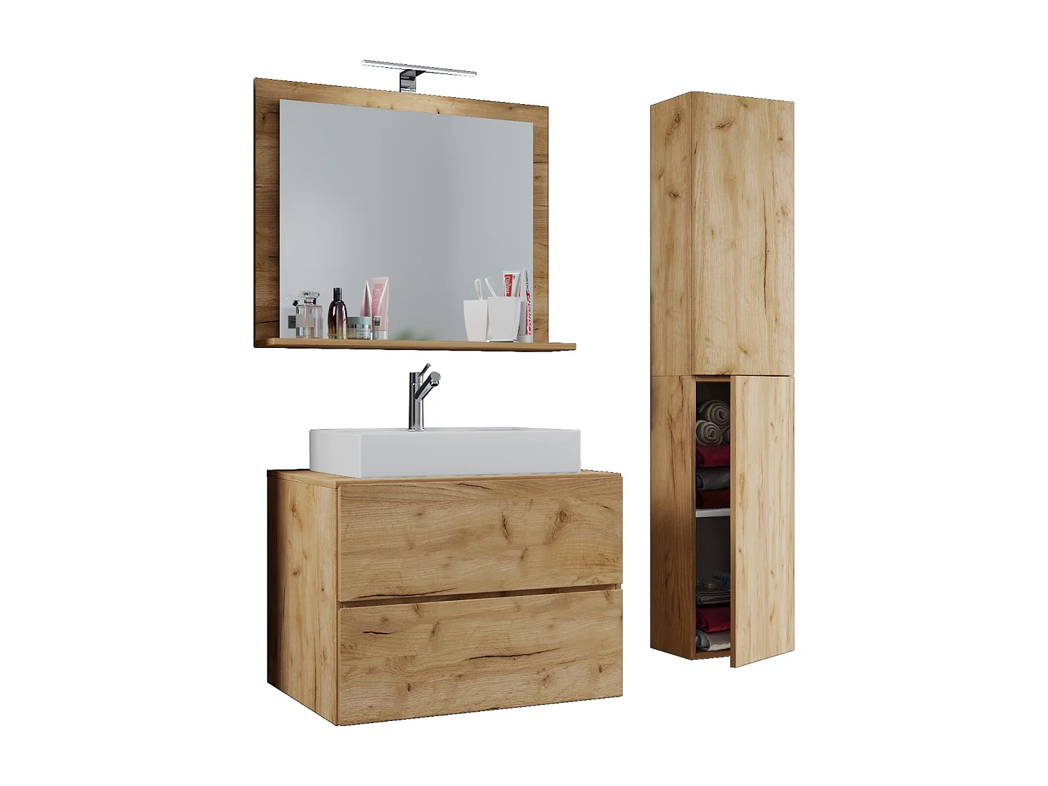 Bathroom furniture washbasin Lendas Honey oak H. 150 x W. 93 x D. 51 cm