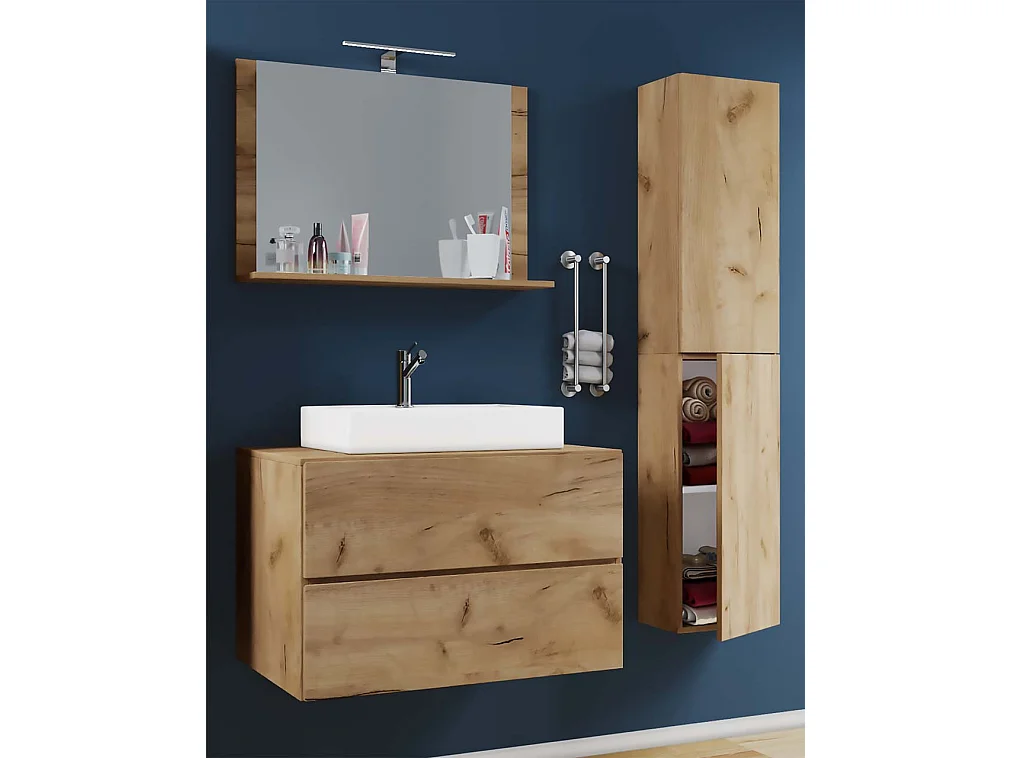 Bathroom furniture washbasin Lendas Honey oak H. 150 x W. 93 x D. 51 cm