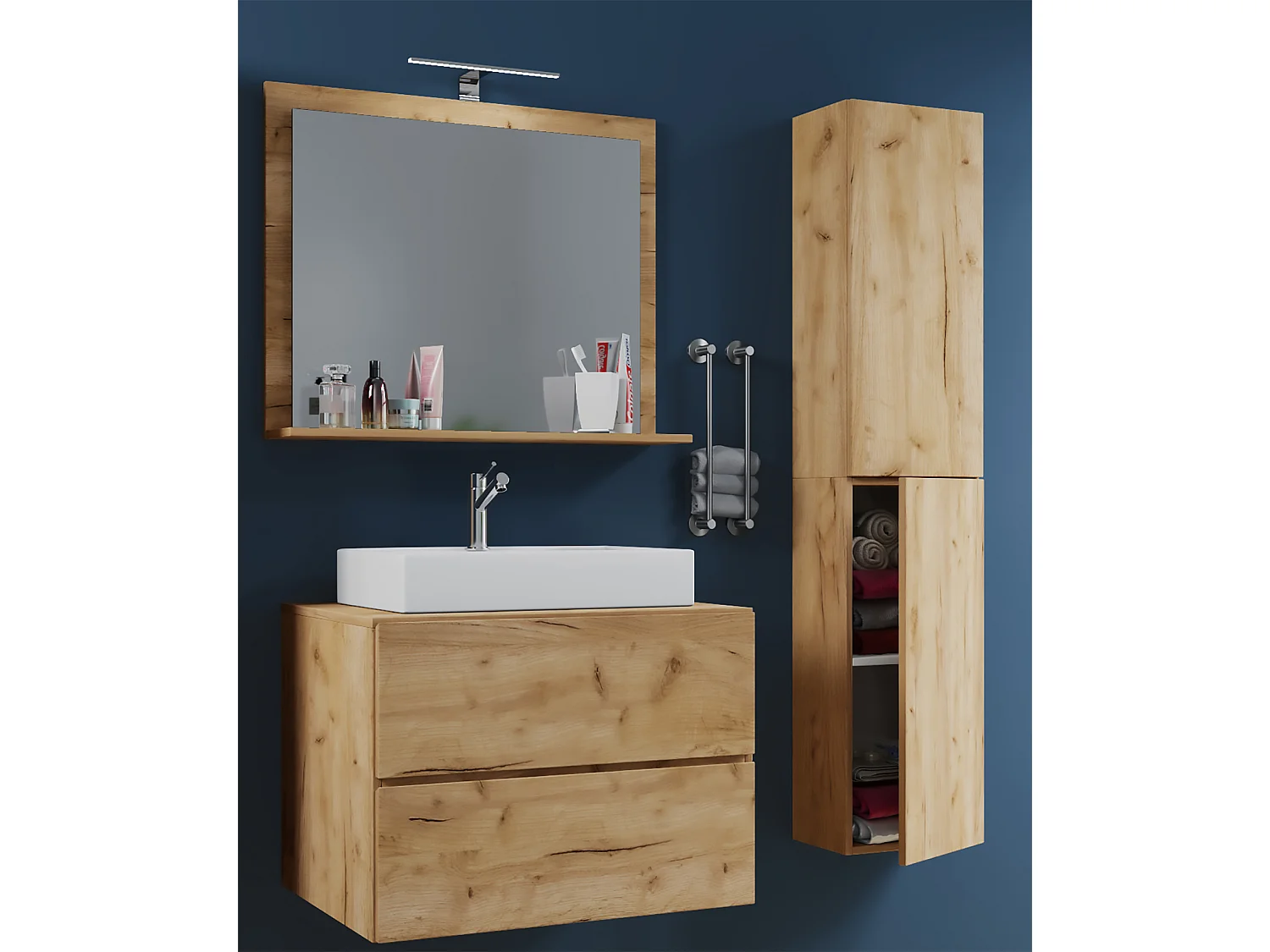 Bathroom furniture washbasin Lendas Honey oak H. 150 x W. 93 x D. 51 cm